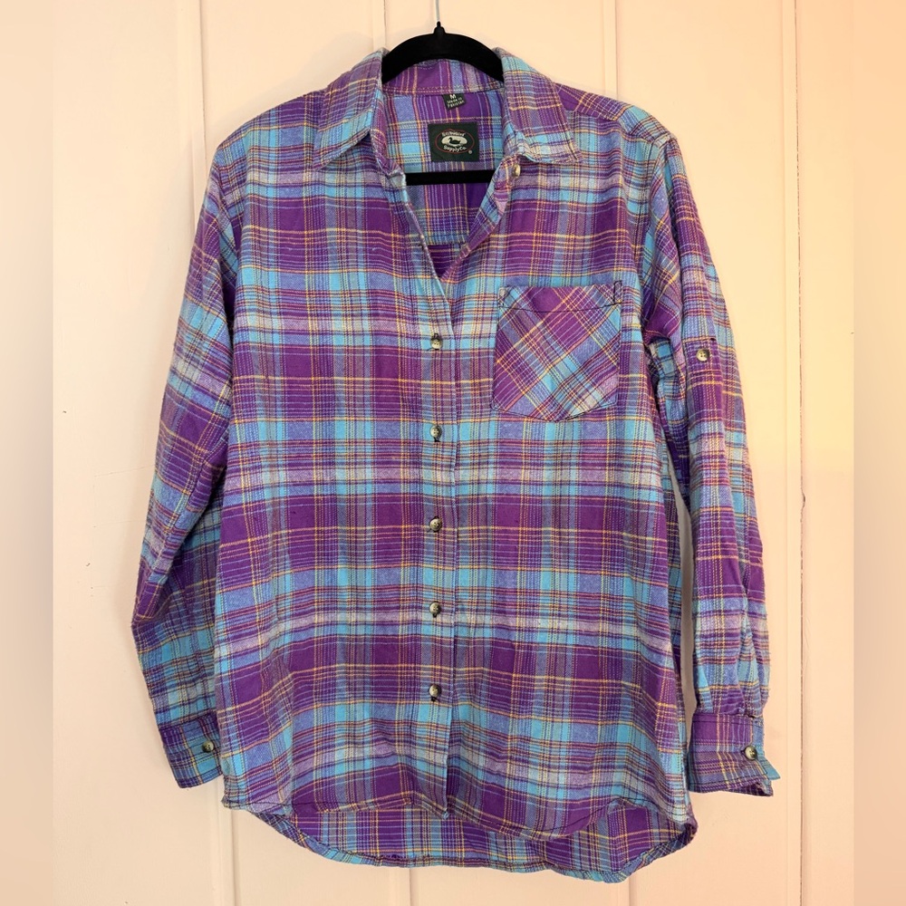 Stillwater Supply Women’s Purple and Blue Plaid Shirt Sz medium